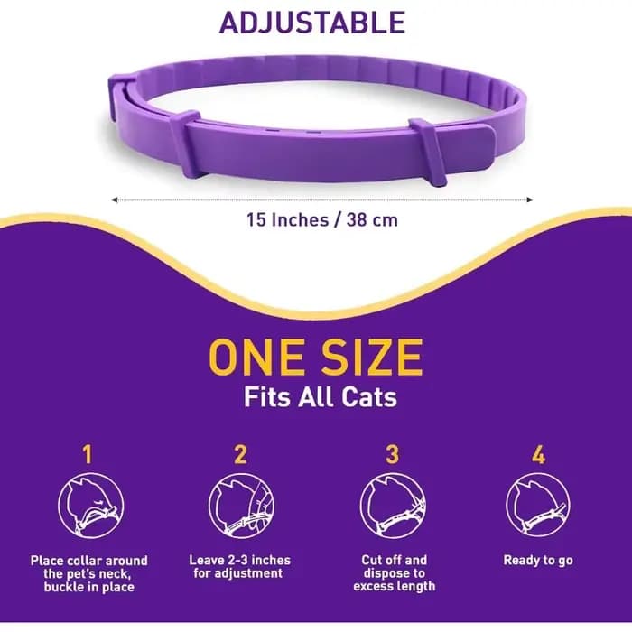 Collier anti-anxiété pour chat - Lot de 4 - Agent calmant naturel - Désodorisant pour soulager le stress et les comportements agressifs - Tension réglable