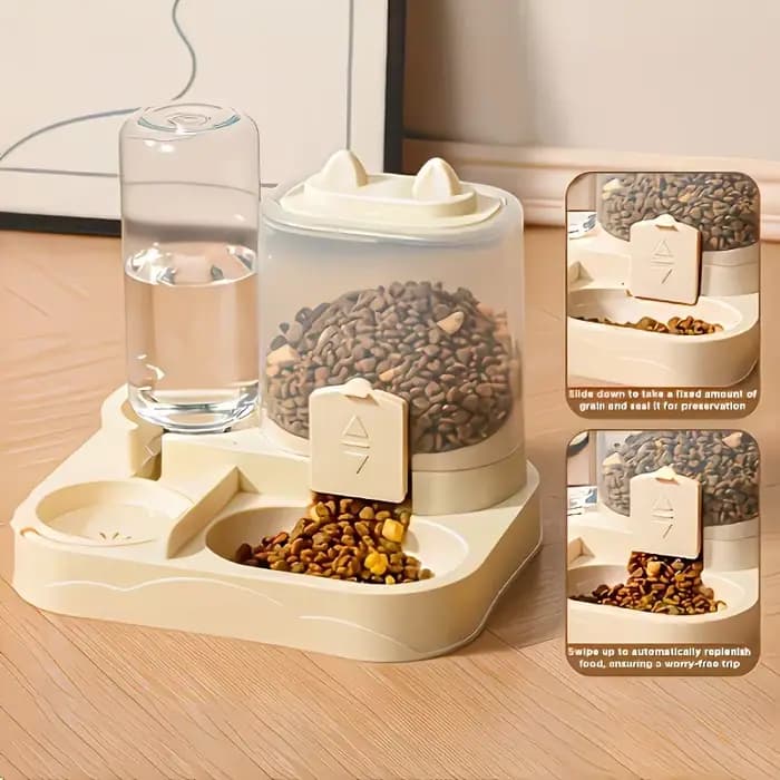 Distributeur d'eau et de nourriture 2 en 1 pour animaux de compagnie