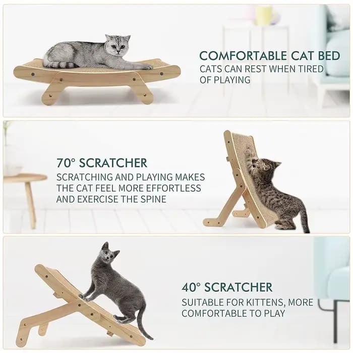 Grattoir pour chat en carton avec cadre en bois massif