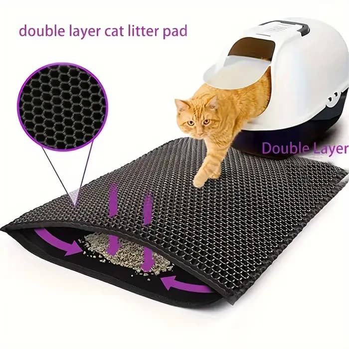 Tapis à litière pour chat double couche doux