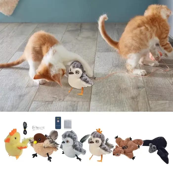 Oiseau volant battant avec herbe-aux-chats