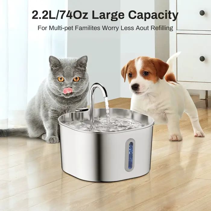 Fontaine d'eau pour chat en acier inoxydable