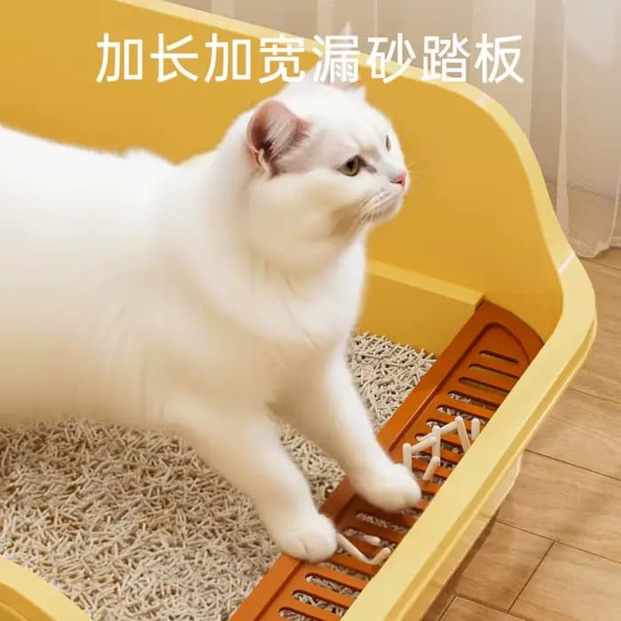 Bac à litière extra-large pour chat avec côtés hauts, semi-fermé, anti-éclaboussures, toilettes désodorisantes pour chat, fournitures pour animaux de compagnie