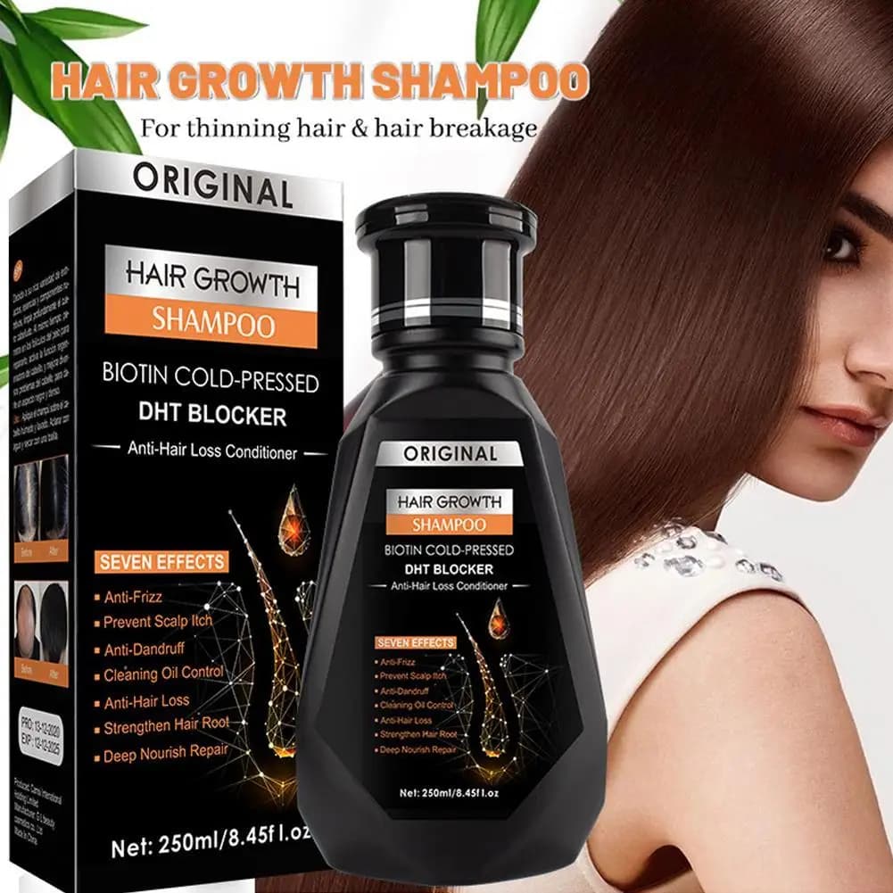 Shampoing à la biotine avec peigne, brosse pour la croissance des cheveux, Anti-pelliculaire, soulage les démangeaisons, renforcer le traitement contre la perte de cheveux, pour femmes et hommes, 250M