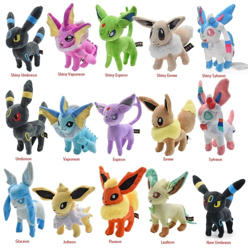 Peluche Pokémon Leafeon Eevee Vaporeon Jolteon Glaceon Flareon Umbreon Sylveon Espeon, jouet en peluche, cadeau d'anniversaire