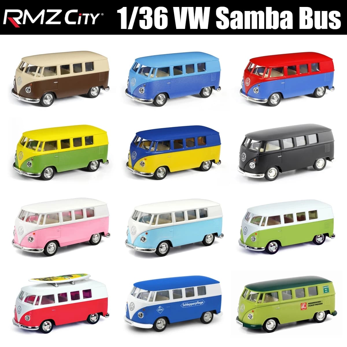 Bus jouet Volkswagen T1 Samba pour enfants, ville RMZ, modèle de véhicule Miniature classique moulé sous pression, Collection à retirer, cadeau pour garçons, 1/36