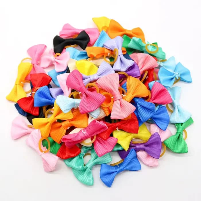 Nœuds de toilettage solides pour animaux de compagnie, 10/20/30 pièces, mignons, avec élastique, cad