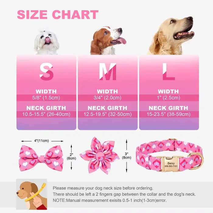 Collier de chien personnalisé imprimé pour fille avec nœud papillon floral, plaque d'identification