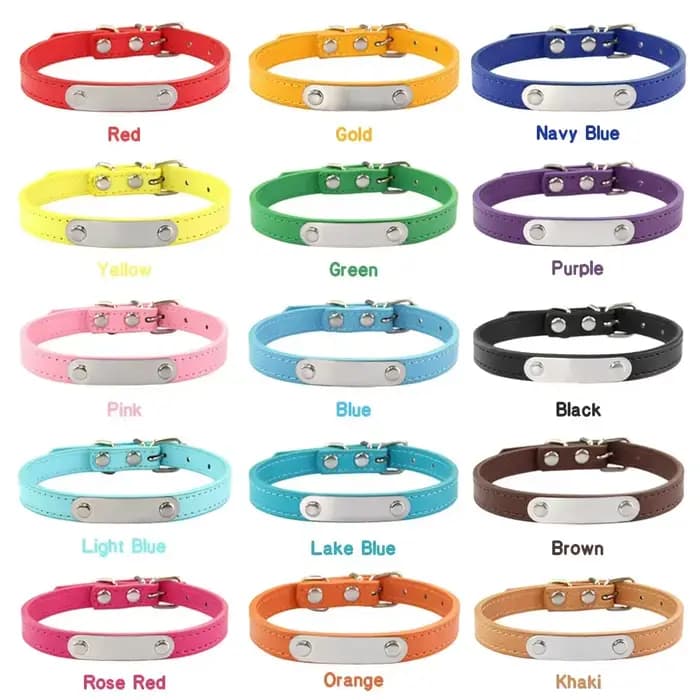 Collier de chien personnalisé avec nom sculpté, 16 couleurs, collier en cuir PU solide pour petits,