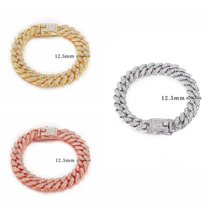 Collier de chaîne de chien en strass, collier de chaîne en métal de luxe en acier inoxydable pour ch