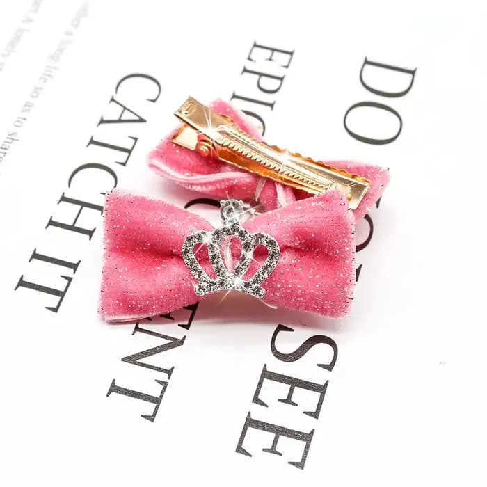 10 pièces paillettes chiens arc épingle à cheveux chiot couronne arc Clips pour chien reine chat chi