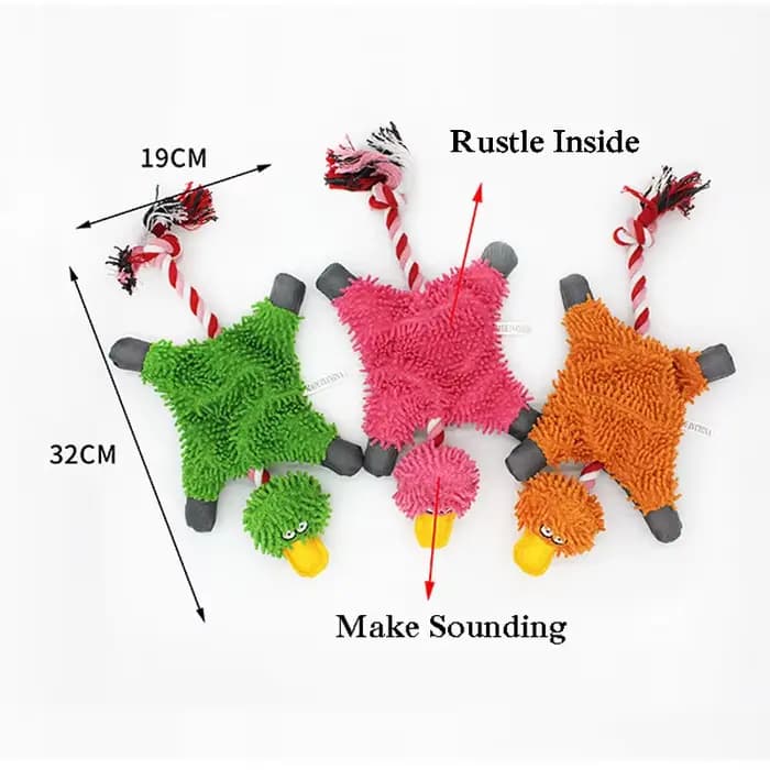 Jouets en peluche de canard créatifs et amusants pour chiens, avec corde, entraînement Durable, grin