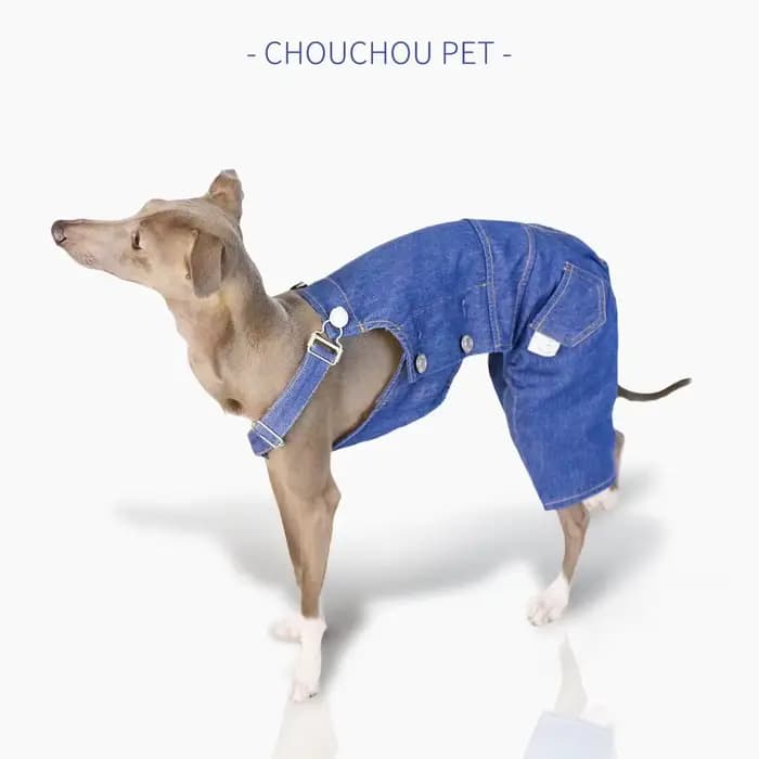 Salopette en denim lévrier italien rétro classique tissu de protection des jambes pantalon réglable