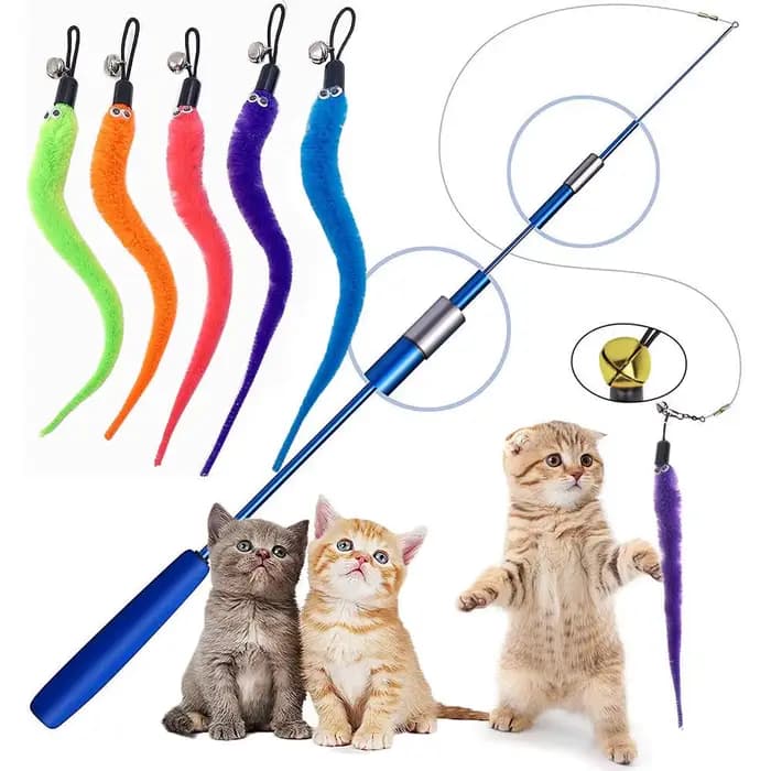 Accessoires de jouet en plumes de chat, faux jouet de ver de souris avec cloche, jouets pour chaton,