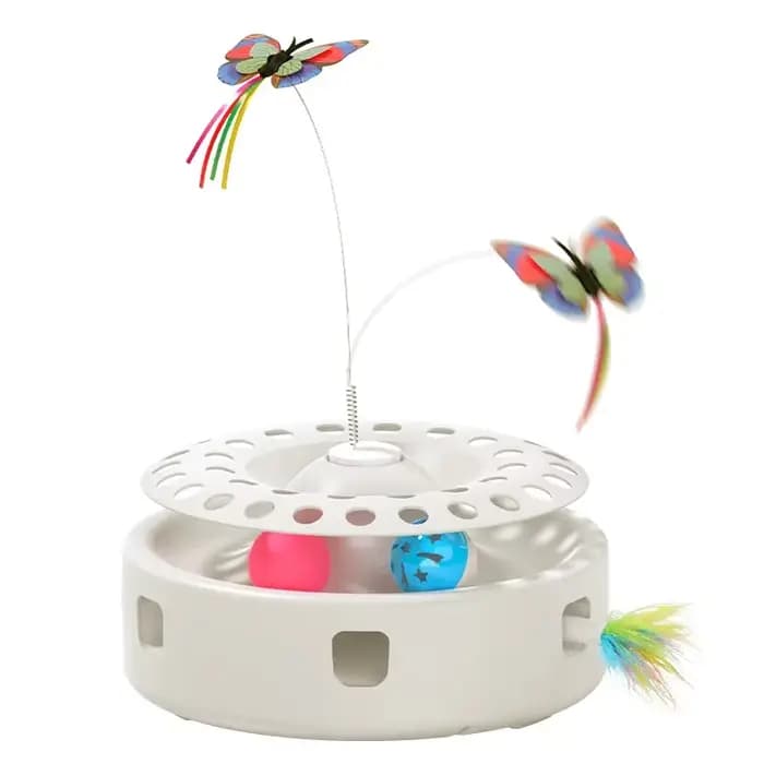 ROJECO – jouets automatiques 3 en 1 pour chaton, sans fil, avec bâton taquin, boule de piste de plum