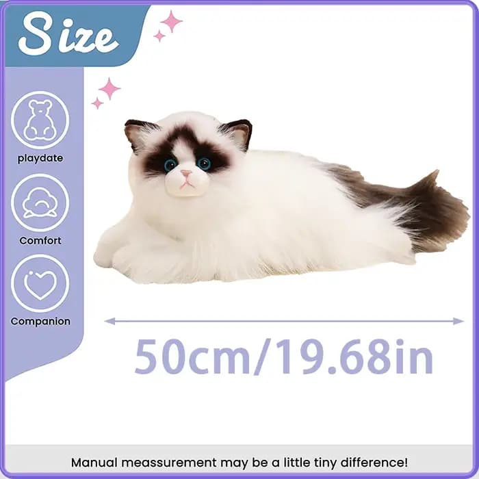Jouet en peluche chat Ragdoll de Simulation mignon, chaton en peluche doux, animaux réalistes, décor
