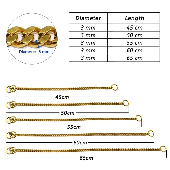 Collier de chaîne en acier inoxydable pour chien, accessoire antidérapant, en métal, en forme de P,