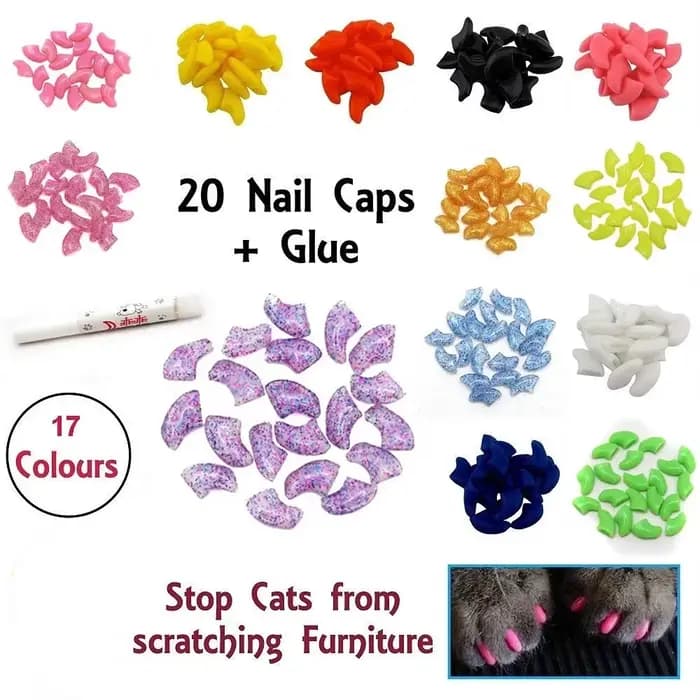 Bouchons d'ongles en Silicone souple pour chat, 20 pièces, couvre-ongles pour animaux de compagnie,