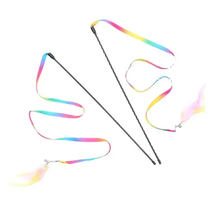 Simulation plume interactive chat jouet ruban de Satin cloche chat bâton jouets chaton jouant Teaser