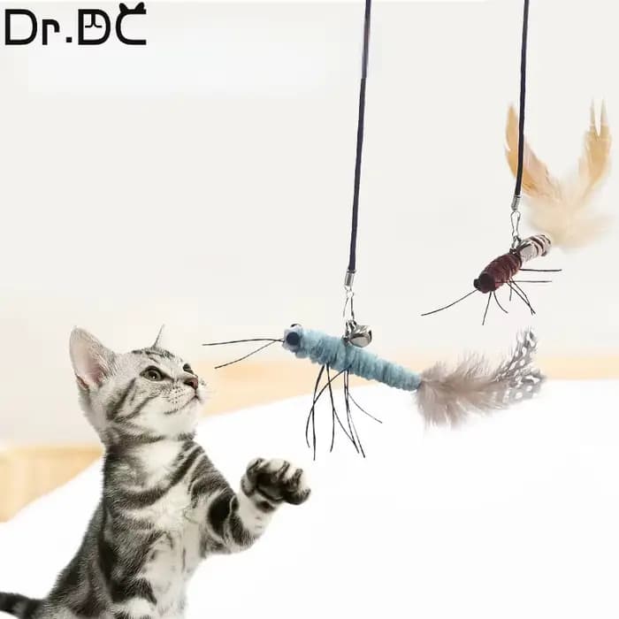 Dr.DC taquin chat bâton tête avec ou sans fil bâton libellule plume chat fournitures interactif amus