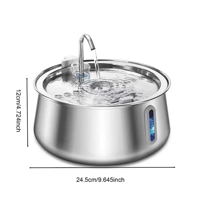 Fontaine pour chat mangeoire à eau pour animaux de compagnie en acier inoxydable 4L distributeur d'e