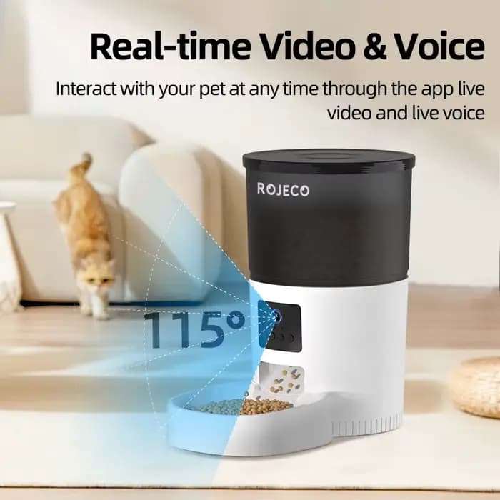 ROJECO mangeoire automatique pour chat avec caméra vidéo distributeur de nourriture pour chat enregi