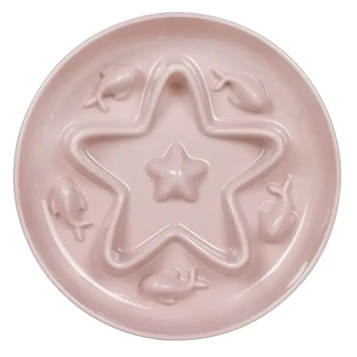 Gamelle anti-étouffement pour chat en forme d'étoile, avec motif poisson en relief, pour une aliment