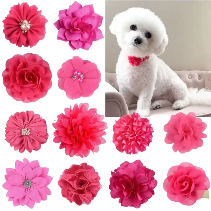 10 pièces fait à la main chien noeud papillon chiot Clolorful fleur collier pour petits chiens anima