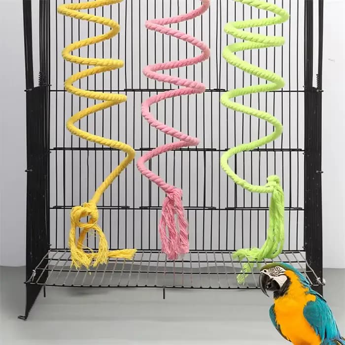 Jouet pour oiseaux en spirale, corde en coton, barre à mâcher, balançoire pour perroquet, jouets deb