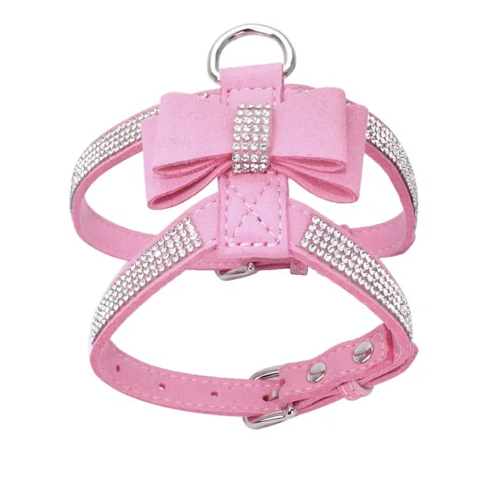 Laisse harnais pour animaux de compagnie avec strass cristal scintillant, sangle de poitrine réglabl