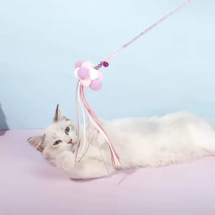 Bâton de jouet interactif à franges pour chat, jouet amusant pour chaton, bâton de fée pour animaux