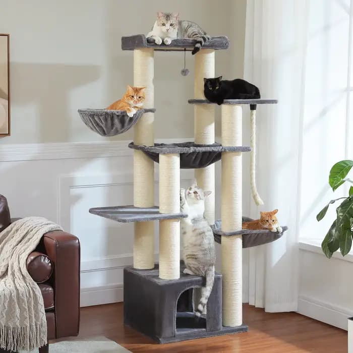 Gros arbre à chat pour chats de grande taille tour à chat robuste avec plusieurs niveaux maison à ch