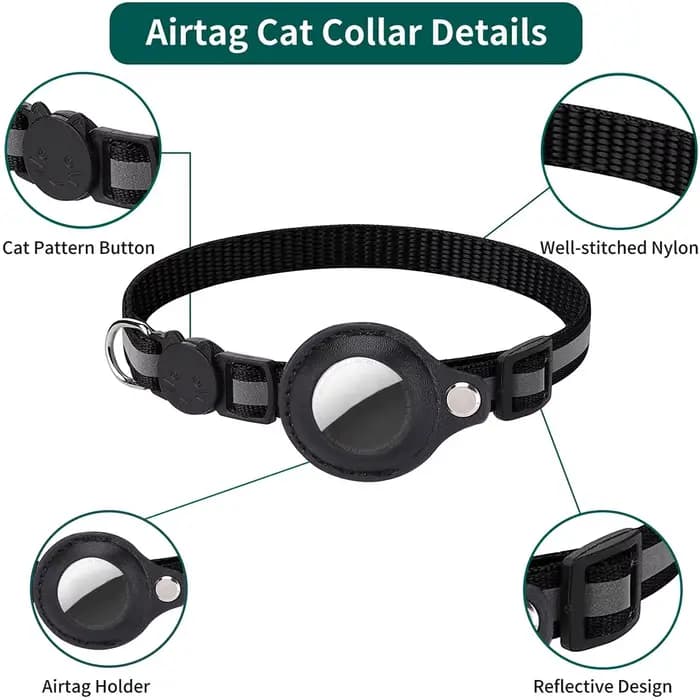 Collier de support AirTag pour chat, bandes réfléchissantes détachables, collier de chaton réglable,