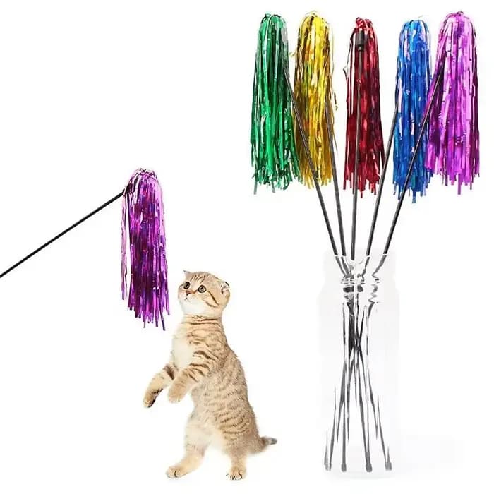 5 baguettes pour chat avec ruban réfléchissant et sons de clochette, jouets interactifs pour chats