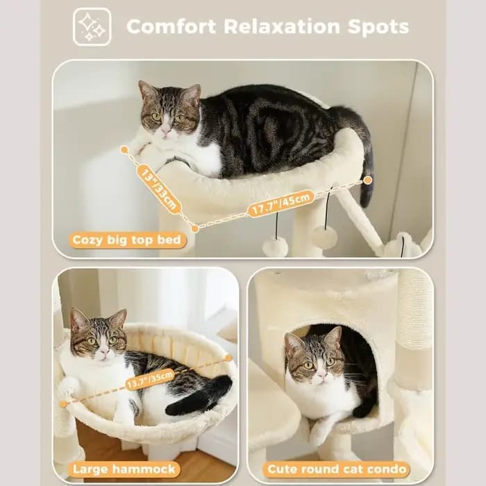 Arbre à chat à plusieurs niveaux pour chats d'intérieur, tour à chat avec griffoir recouvert de sisa