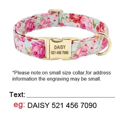 Ensemble de collier et laisse de chien en nylon à imprimé floral, colliers personnalisés pour animau