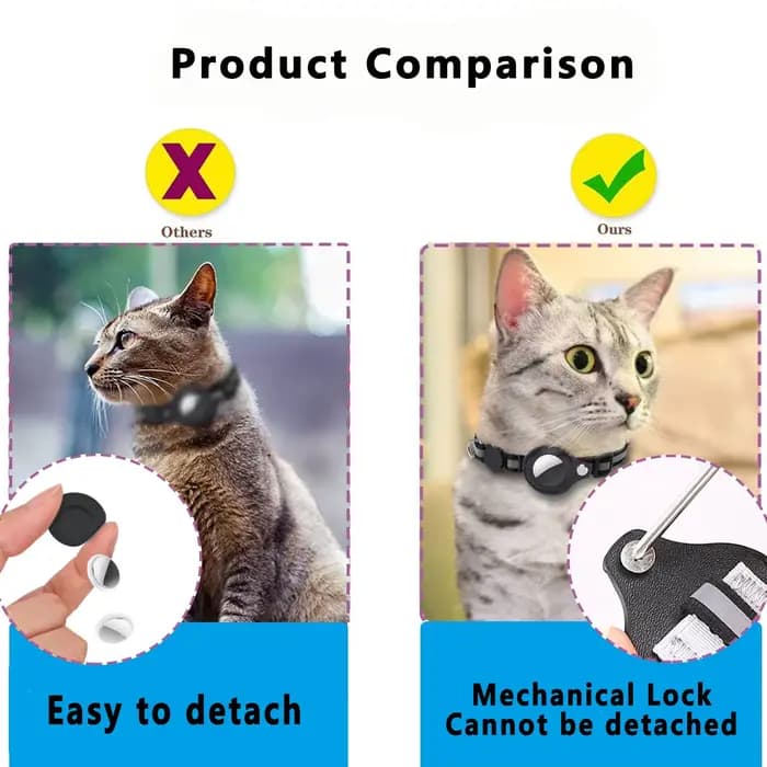 Collier de support AirTag pour chat, bandes réfléchissantes détachables, collier de chaton réglable,