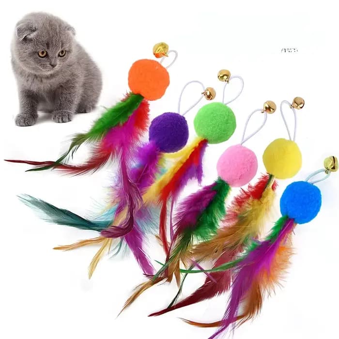 Accessoires de jouet en plumes de chat, faux jouet de ver de souris avec cloche, jouets pour chaton,