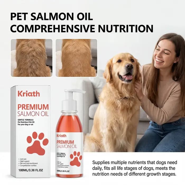 Huile de saumon naturelle pour animaux de compagnie, complément alimentaire liquide pour chiens, vit