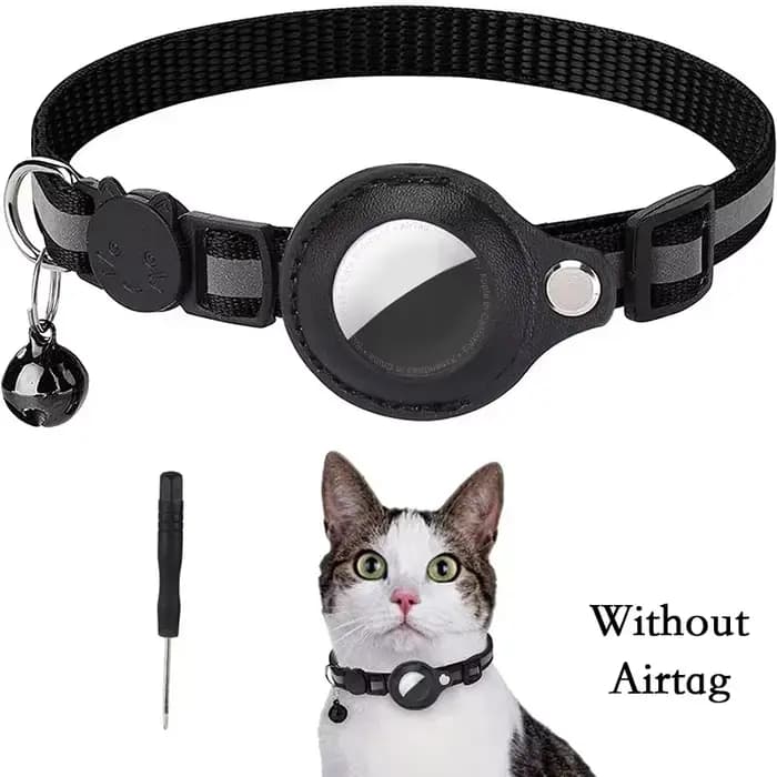 Collier anti-perte pour chat avec étui de protection pour Airtag, clochette, sans GPS, réfléchissant