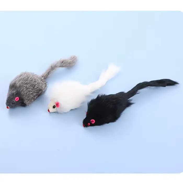 5/10 pièces faux souris chat jouet souris à queue de cheveux longs avec son en peluche souris douce
