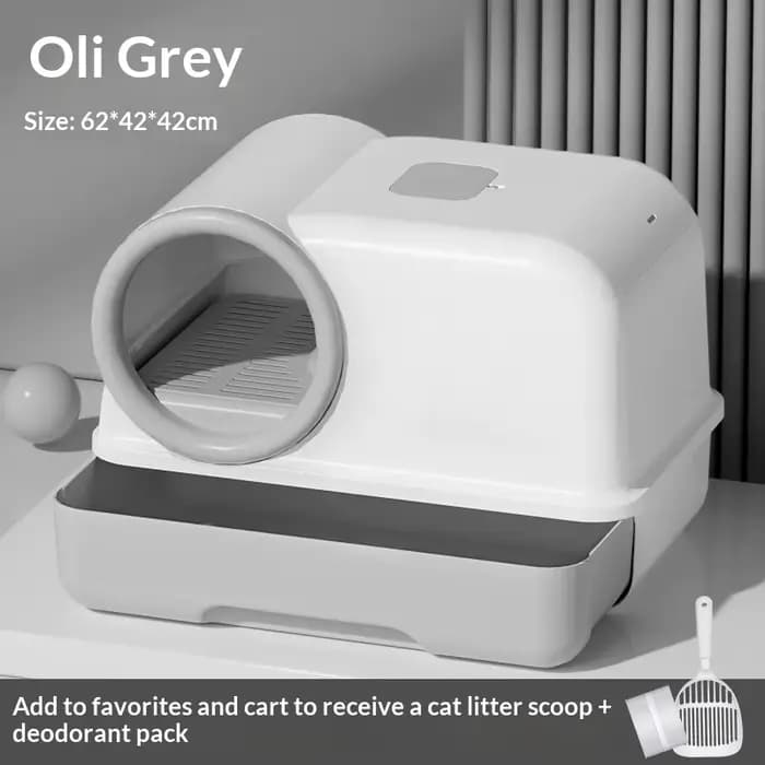 Bac à litière pour chat extra large entièrement fermé avec couloir, tapis anti-éclaboussures, toilet