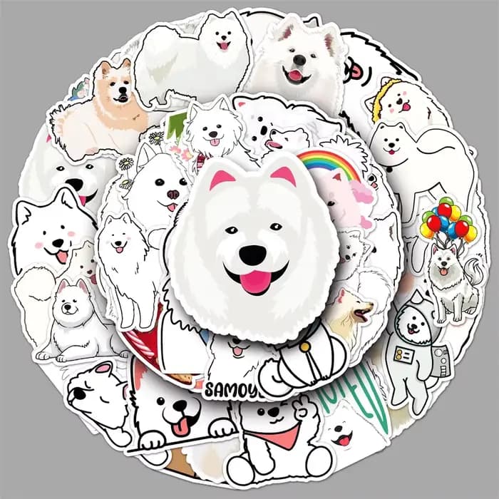 Autocollant créatif de dessin animé Samoyède, 50 pièces, chien mignon, personnalité animale, télépho