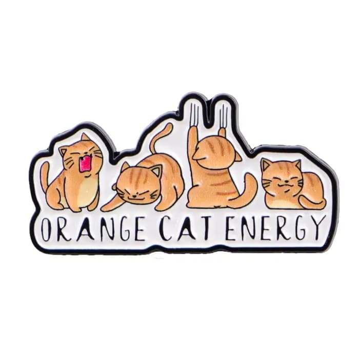 Broche chat ORANGE en émail, Badges de citations d'animaux sur sac à dos, broches pour femmes, éping