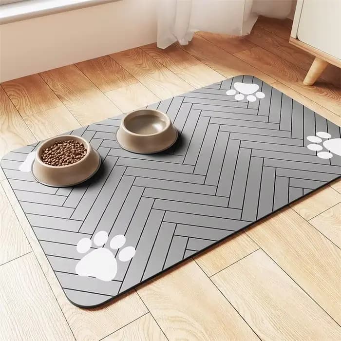 Tapis d'alimentation absorbant pour animaux de compagnie, séchage rapide, avec support en caoutchouc