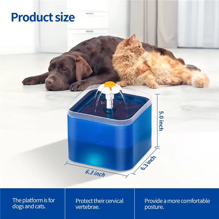 Fontaine d'eau automatique pour chats et chiens, 2l, avec éclairage LED, distributeur d'eau USB pour