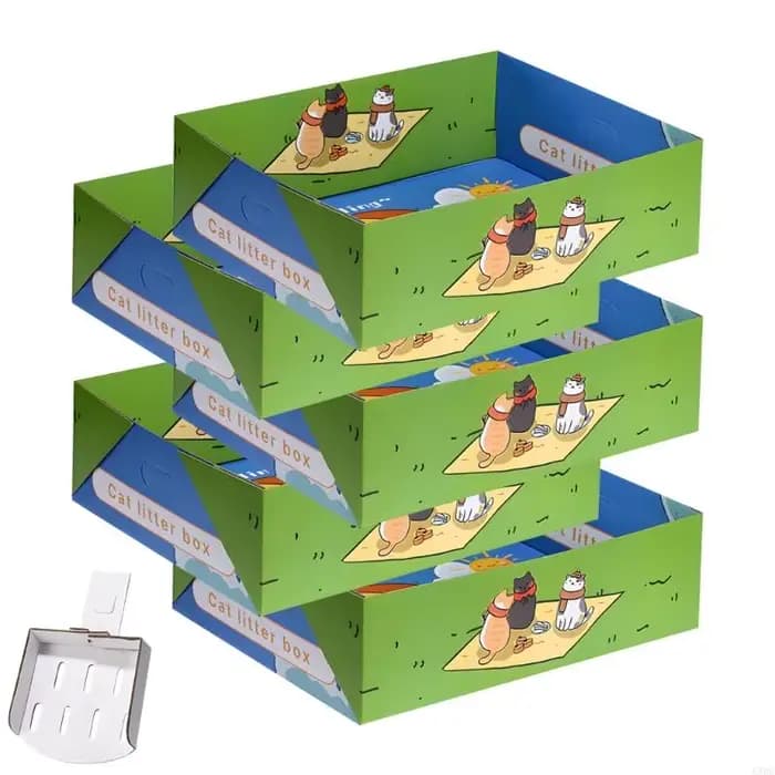 KXRE – bac à litière pliable en papier pour chats, conteneur étanche léger pour chaton, Portable, po