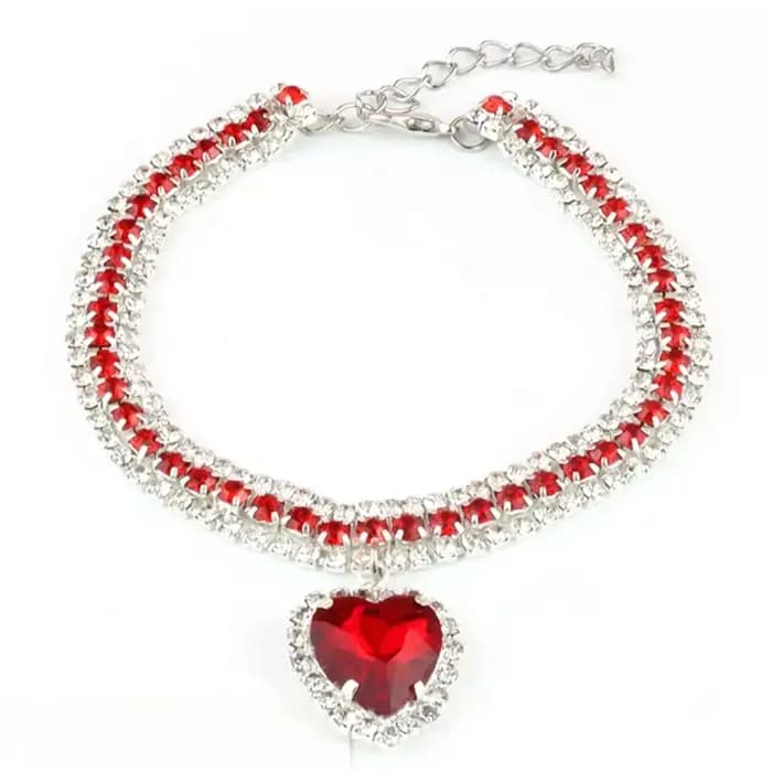 Collier de luxe en diamant pour animaux de compagnie, pendentif d'amour mignon, collier pour chien e