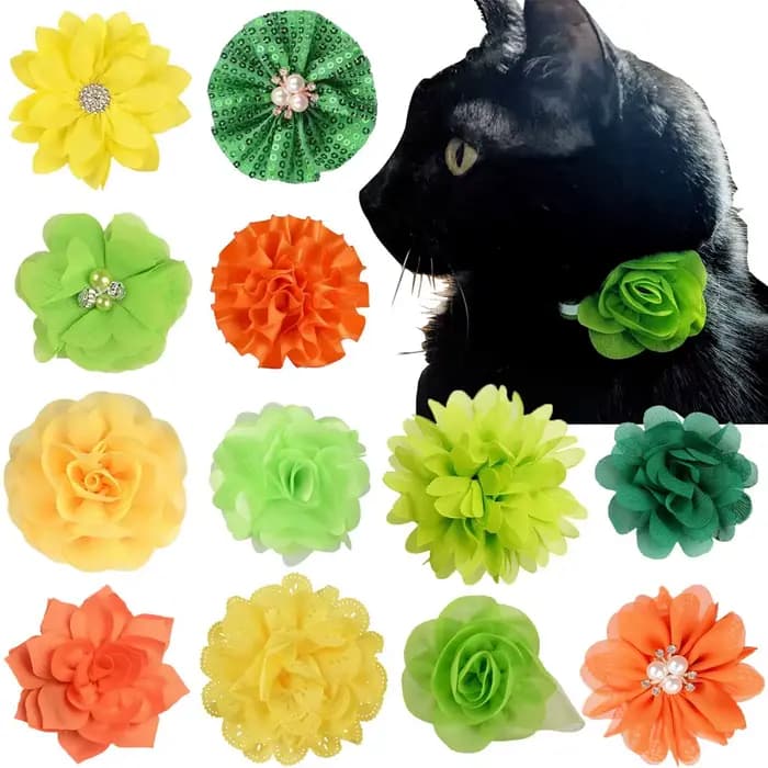 10 pièces fait à la main chien noeud papillon chiot Clolorful fleur collier pour petits chiens anima