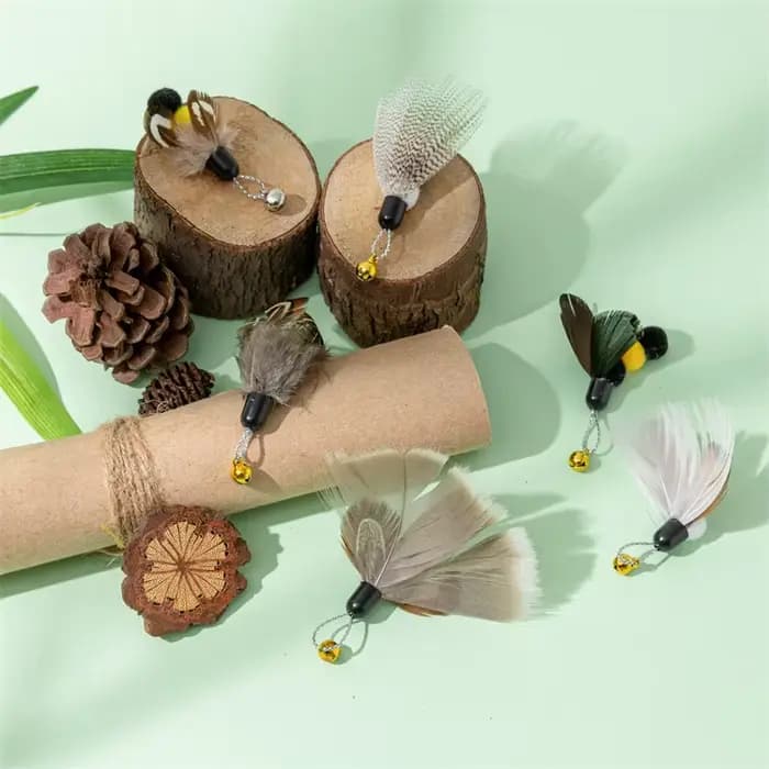 Jouet interactif en plumes de chat, accessoires, faux jouet avec cloche, recharge de remplacement, j